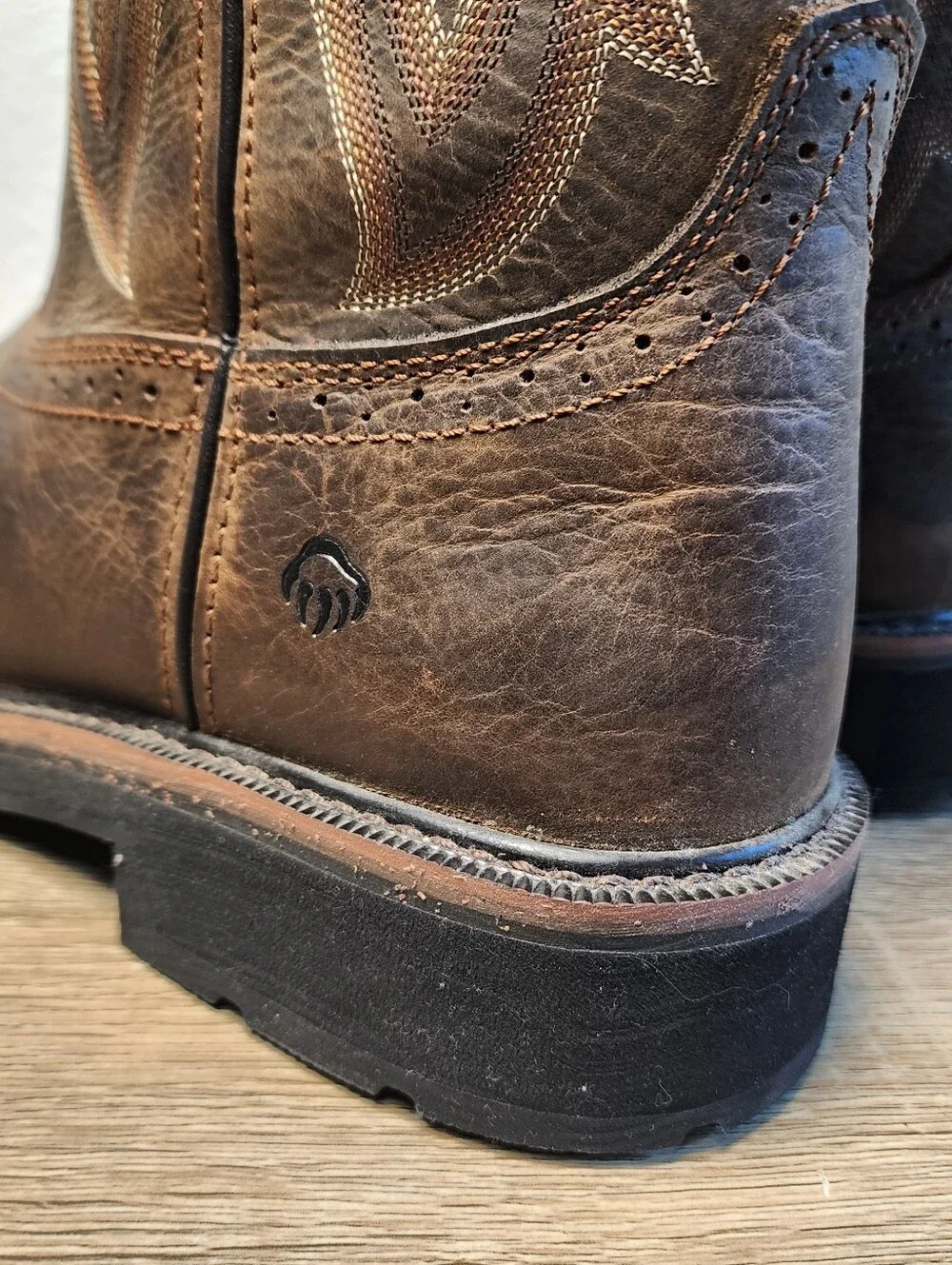NWT WOLVERINE Men's Rancher Square Toe Western Work Brown Leather Boot 10.5